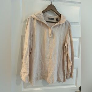 Kate Hill Linen Hooded Top Pink Blush Size L